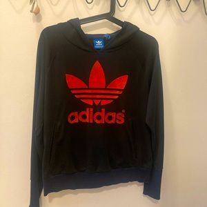 Adidas originals hoody with velour trefoil logo women’s size S